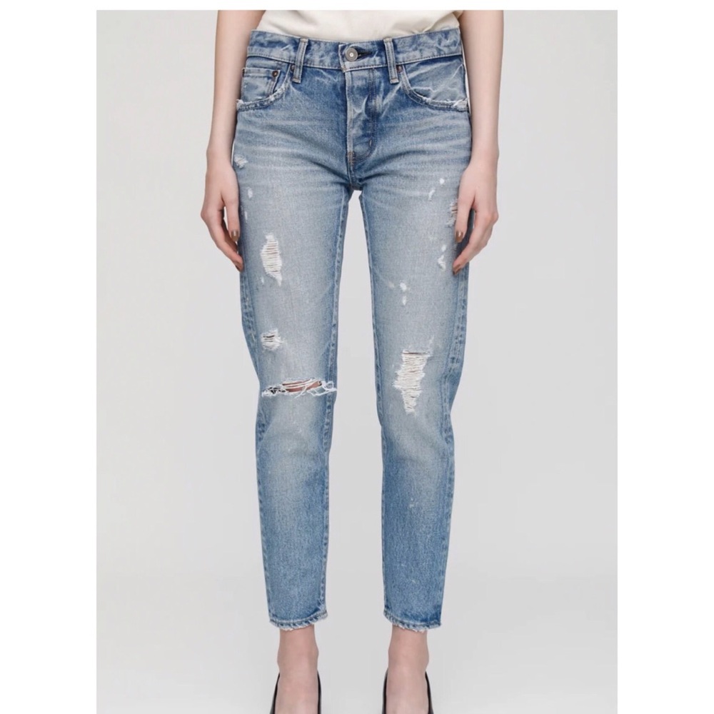 Moussy Patchwork ABERDEEN TAPERED Distressed Skinny Jeans 28